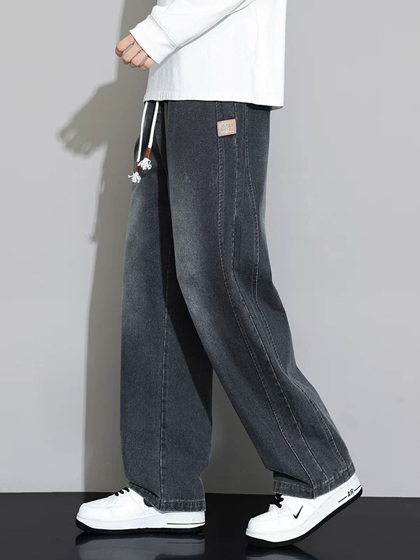 Quần jeans ống đứng dáng rộng phong cách retro dành cho nam, mẫu mới xuân thu 2026, kiểu Mỹ đa năng, quần dài thường ngày.
