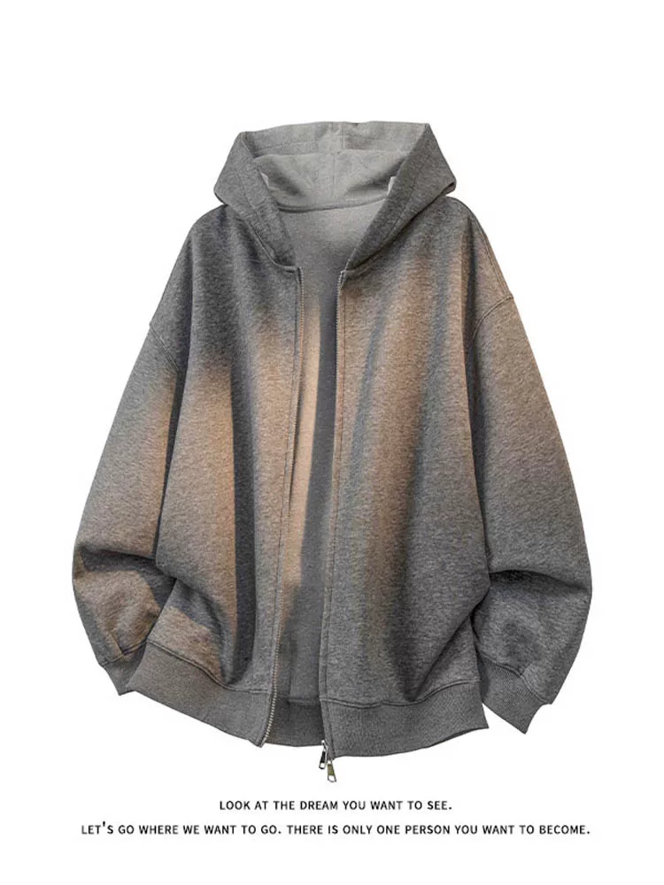 Áo khoác cardigan có mũ trùm đầu phong cách retro của Jeanswest dành cho nam, áo khoác dài tay cao cấp, dáng rộng, đa năng, mùa xuân.