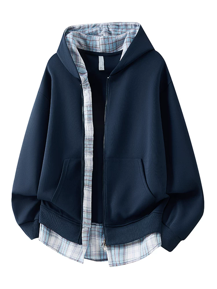 Áo khoác cardigan có mũ kiểu Mỹ của Jeanswest dành cho nam, áo ấm dày lót lông cừu mùa thu đông.