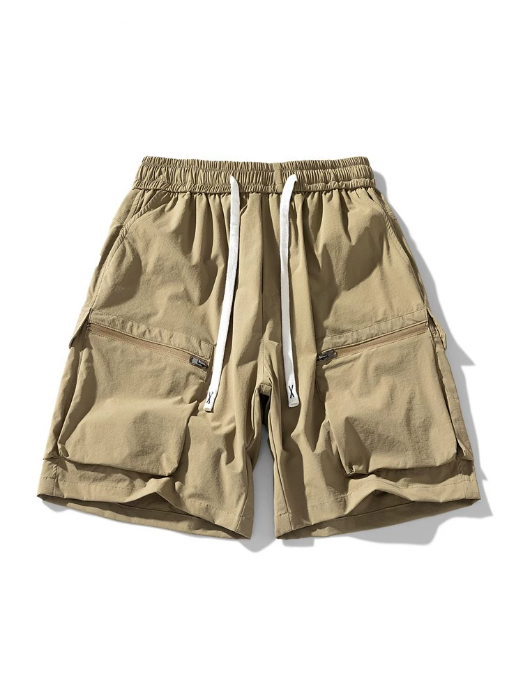 Quần short công sở kiểu núi màu tím của Jeanswest dành cho nam, quần short dài đến đầu gối có khóa kéo kiểu Mỹ mỏng mùa hè.