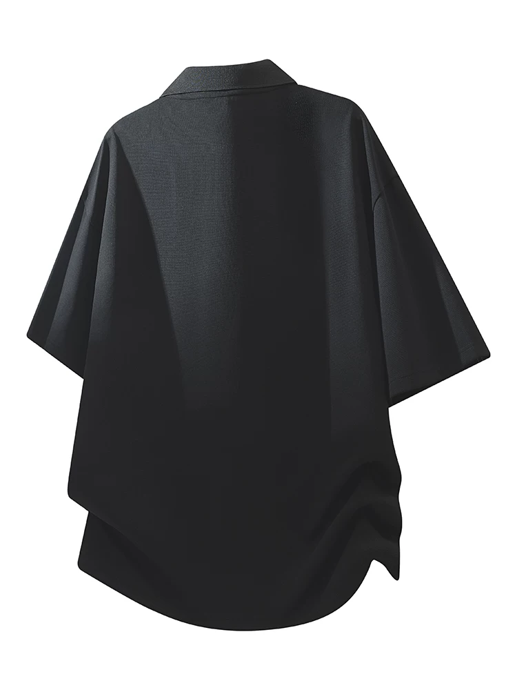 Áo thun ngắn tay kiểu Mỹ thời trang của Jeanswest dành cho nam, kiểu dáng rộng rãi mùa xuân hè, áo polo đen thường ngày.