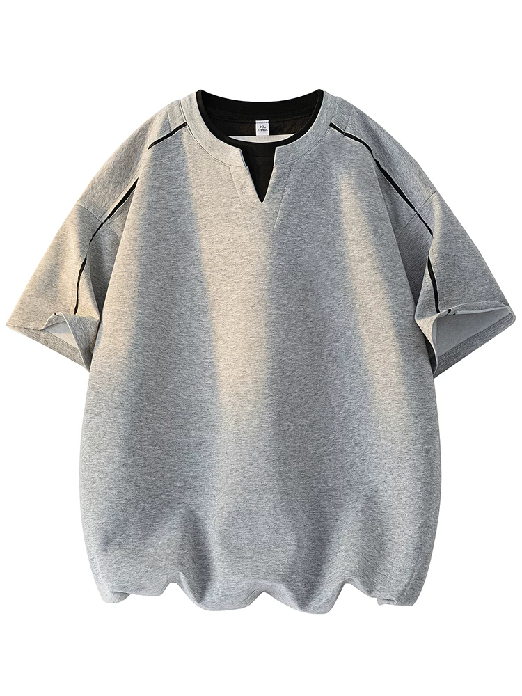 Áo thun giả hai mảnh cổ tròn thoáng khí phong cách Mỹ của Jeanswest dành cho nam, áo sơ mi ngắn tay thời trang cao cấp mùa hè, thương hiệu thời trang cao cấp.