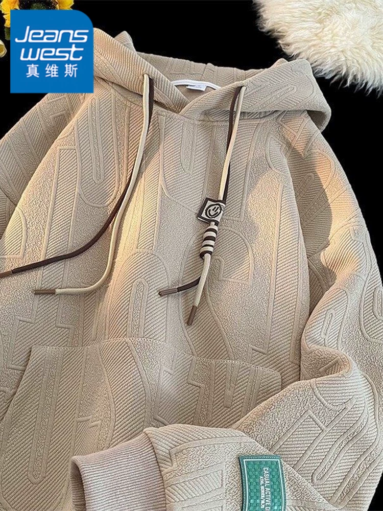 Áo nỉ có mũ kiểu Mỹ của Jeanswest dành cho nam, mùa xuân thu, thương hiệu thời trang cao cấp, áo chui đầu dáng rộng, thoải mái, đa năng.