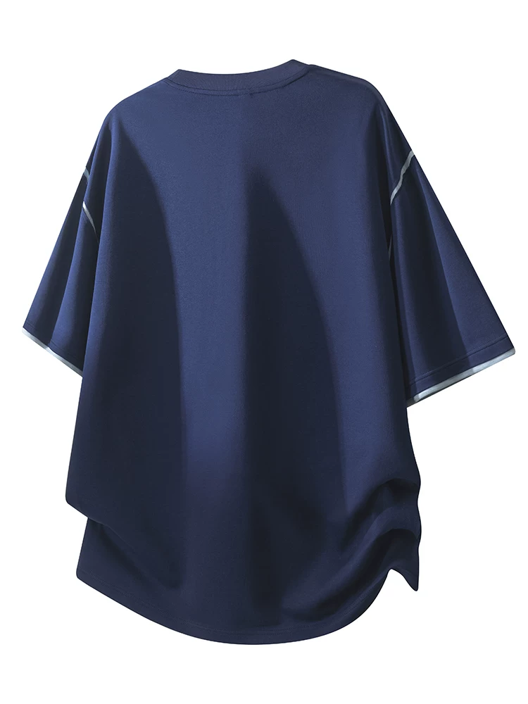 Áo thun cổ tròn tay ngắn thương hiệu thời trang phong cách Mỹ của Jeanswest dành cho nam, mùa xuân hè, áo màu đen dáng rộng và thoáng khí.