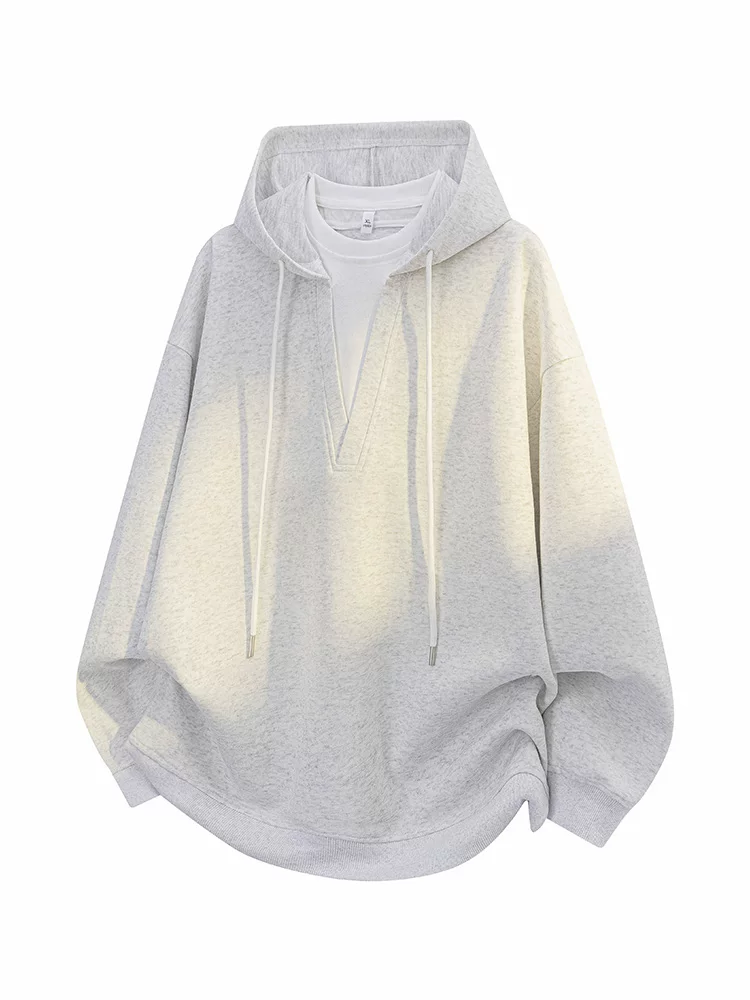 Áo nỉ giả hai mảnh có mũ trùm đầu cổ chữ V kiểu Mỹ của Jeanswest dành cho nam, áo thun thường ngày mới mùa xuân thu 2026.