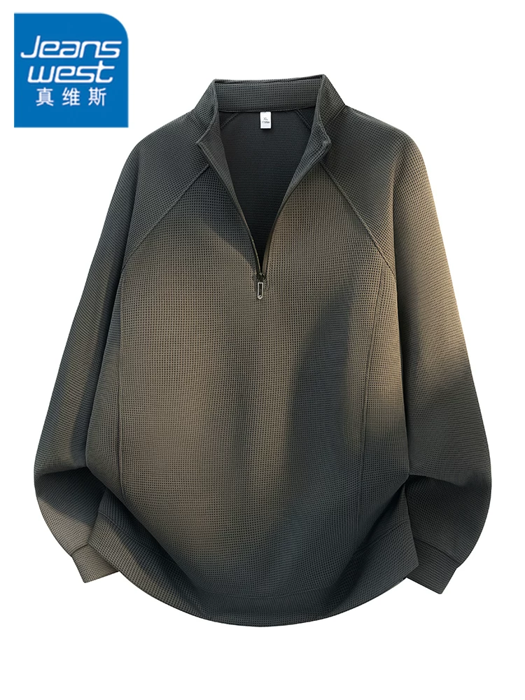 Áo nỉ cổ đứng nửa khóa kéo Jeanswest dành cho nam, phong cách Mỹ mùa xuân thu, áo hàng hiệu cao cấp thời thượng, cá tính và sành điệu.