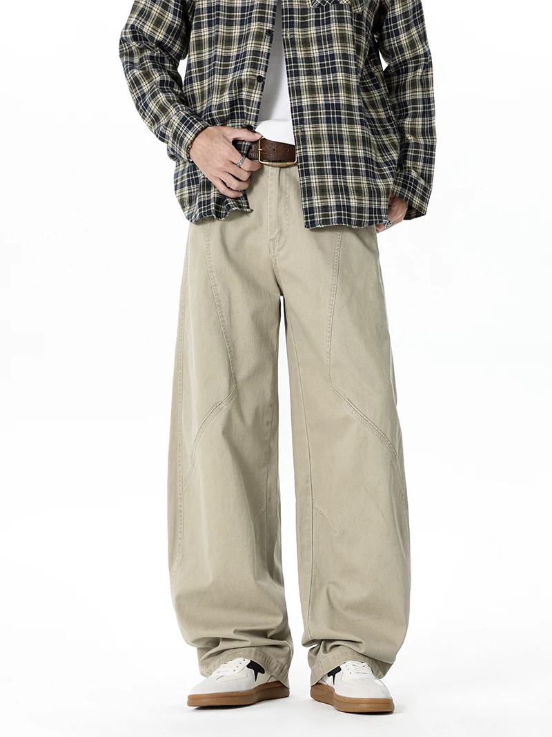Quần dài nam Jeanswest 100% cotton nguyên chất, kiểu dáng mới xuân thu, chất liệu dày dặn, ống rộng, phong cách casual.