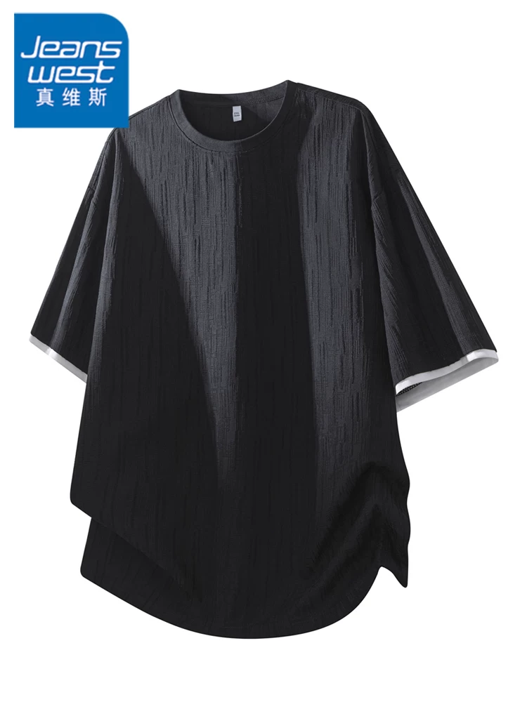 Áo thun cổ tròn phong cách Mỹ của Jeanswest dành cho nam, thương hiệu thời trang cao cấp mùa hè, đa năng, thoáng khí, thân thiện với làn da, áo ngắn tay.