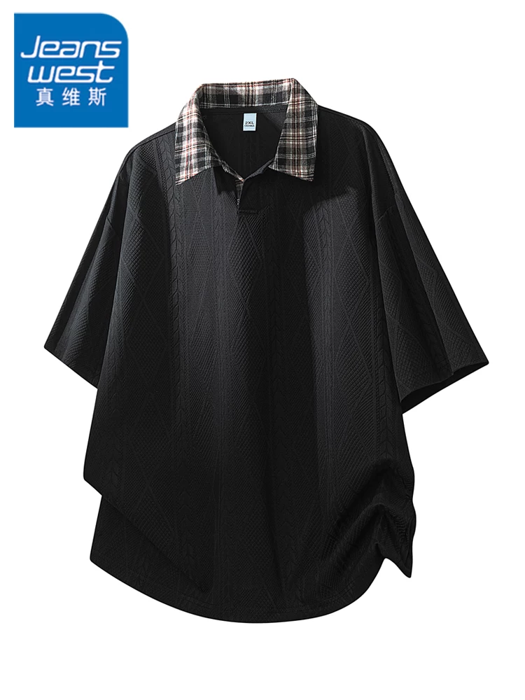 Áo thun kẻ sọc phối màu phong cách Mỹ của Jeanswest dành cho nam, dáng rộng mùa hè, cảm giác cao cấp, thoáng khí, thân thiện với làn da, tay ngắn hợp thời trang.