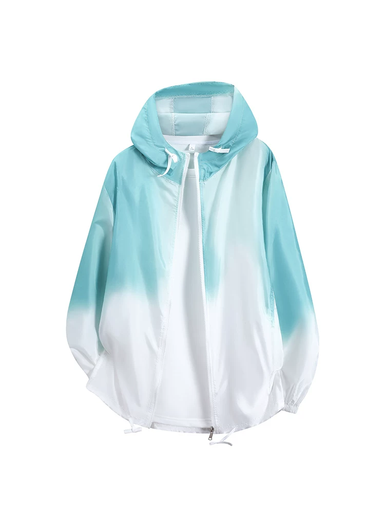 Quần áo chống nắng chống tia UV màu gradient phong cách Mỹ của Jeanswest dành cho nam giới, áo khoác mỏng thoáng khí bằng lụa băng khô nhanh mùa hè.