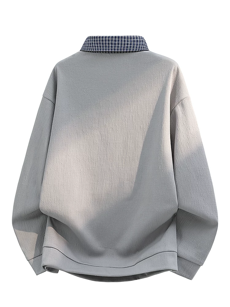 Áo sweatshirt nam Jeanswest giả hai lớp, cổ trụ, nửa khóa kéo, chất dày dặn, kiểu mới xuân thu 2026, dáng rộng tay dài.