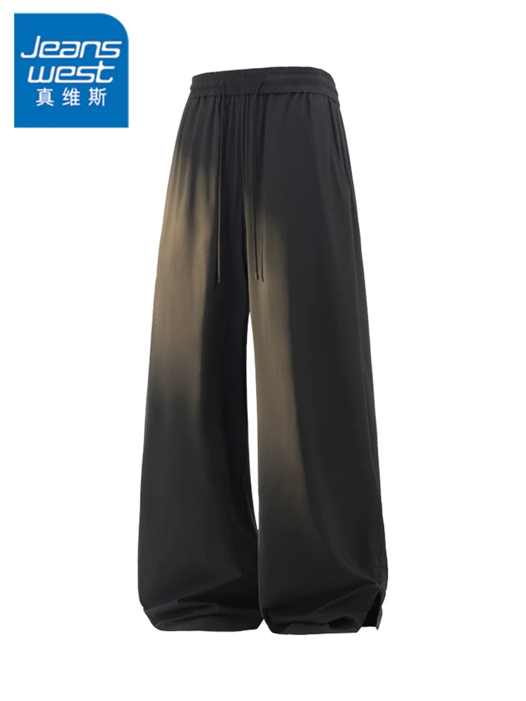 Quần tây ống rộng cao cấp Jeanswest dành cho nam, mùa xuân thu, dáng rộng, quần dài màu đen sành điệu.