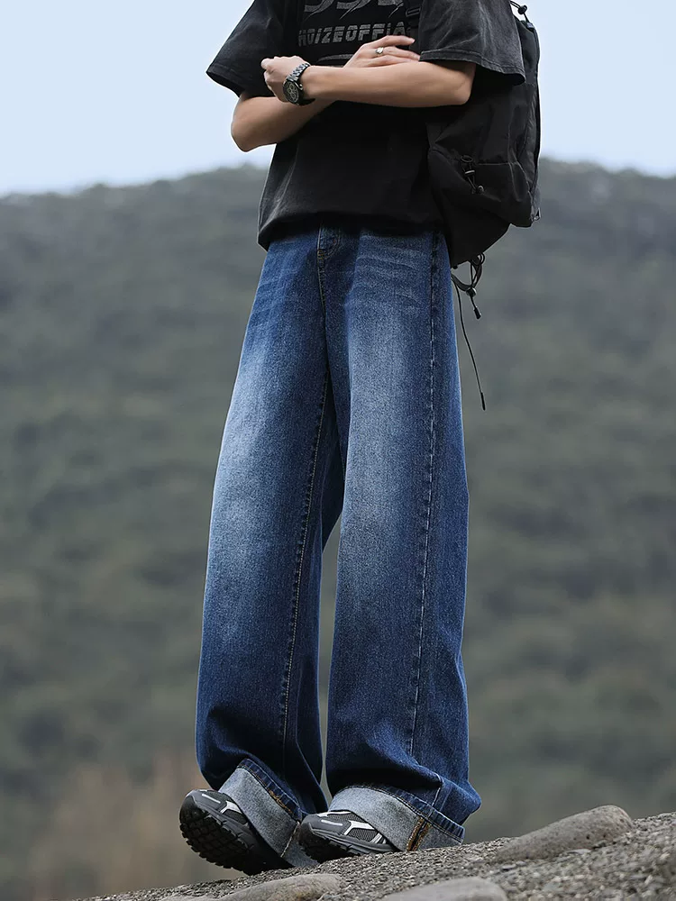 Quần jeans nam cao cấp Jeanswest chất liệu cotton nguyên chất, kiểu dáng đa năng, ống thẳng, quần dài suông rộng, mặc mùa hè, đi chơi ngoài trời.