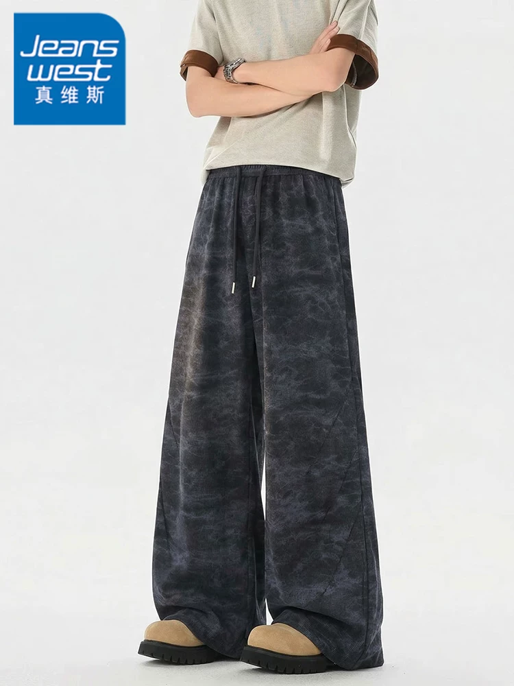 Quần dài nhuộm màu kiểu Mỹ của Jeanswest dành cho nam, quần dài mỏng dáng rộng thương hiệu thời trang cao cấp mùa hè.