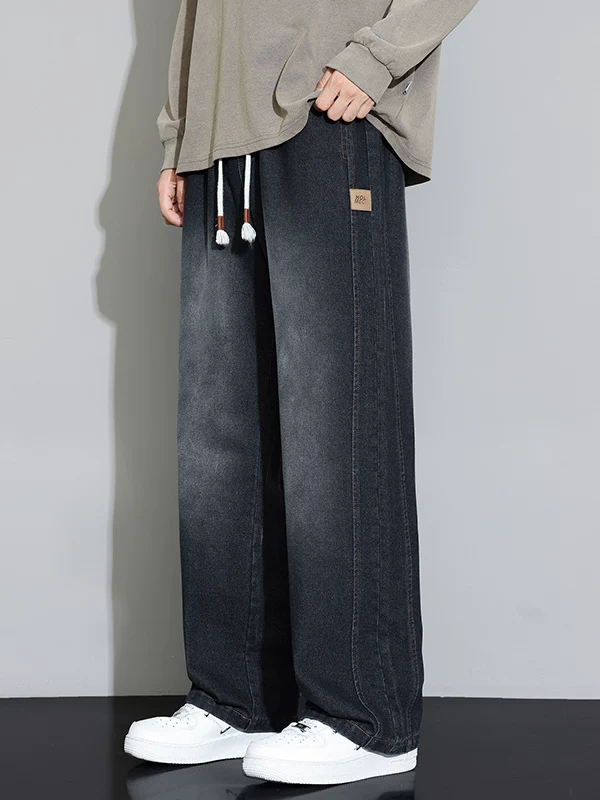 Quần jeans ống đứng dáng rộng phong cách retro dành cho nam, mẫu mới xuân thu 2026, kiểu Mỹ đa năng, quần dài thường ngày.
