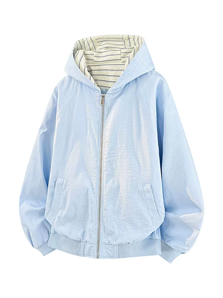 Áo khoác có mũ trùm đầu phong cách Mỹ thời thượng của Jeanswest dành cho nam, mùa xuân thu, dáng rộng, đa năng, áo khoác màu đen cao cấp.