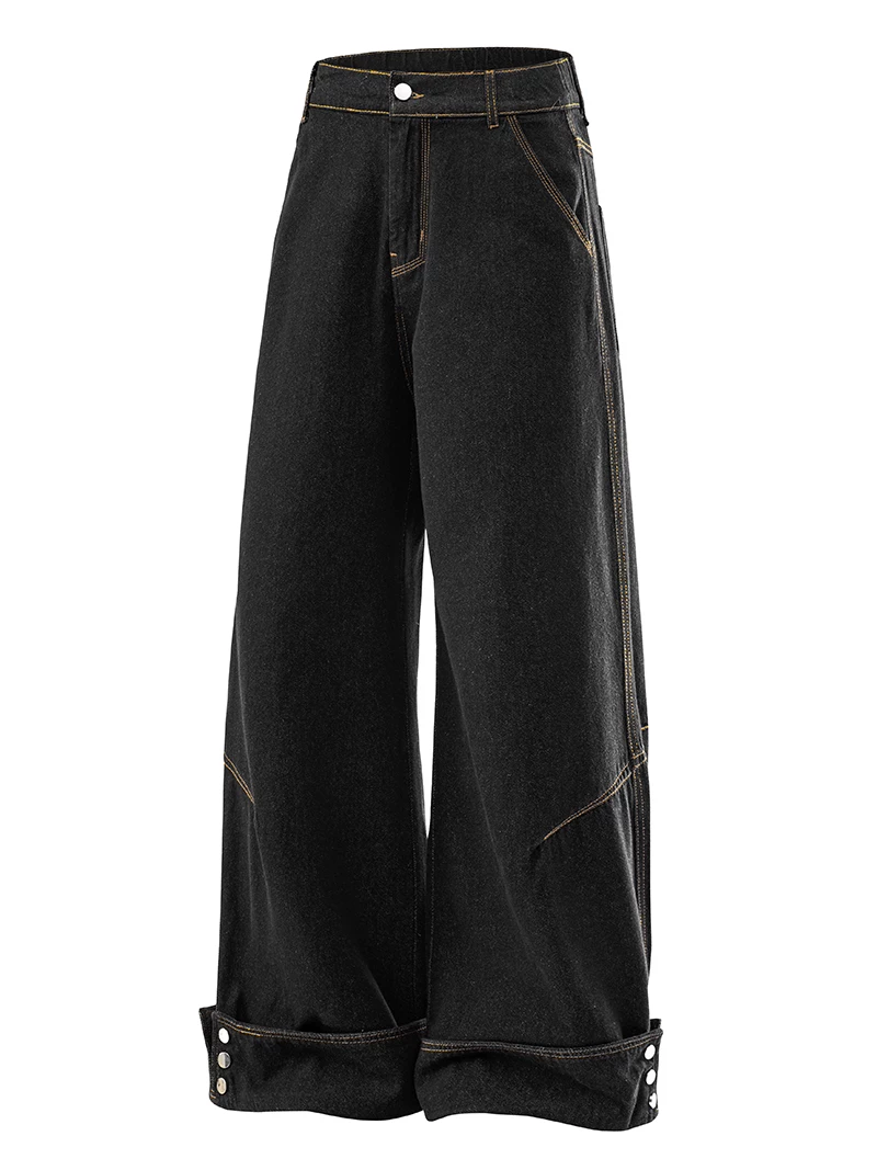 Quần jeans nam Jeanswest phong cách retro Mỹ, thiết kế bo gấu, dành cho mùa xuân thu, kiểu dáng rộng rãi thoải mái, quần dài.
