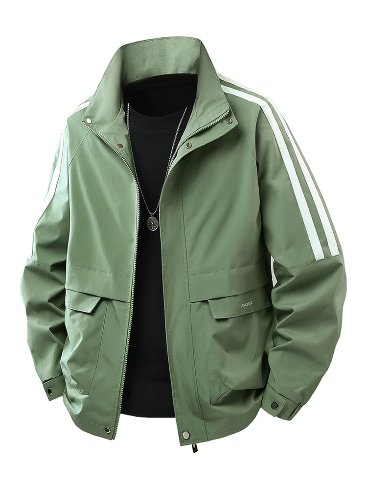 Áo khoác nam kiểu Mỹ cổ đứng ba sọc của Jeanswest, áo khoác thời trang cao cấp mới cho mùa xuân thu.