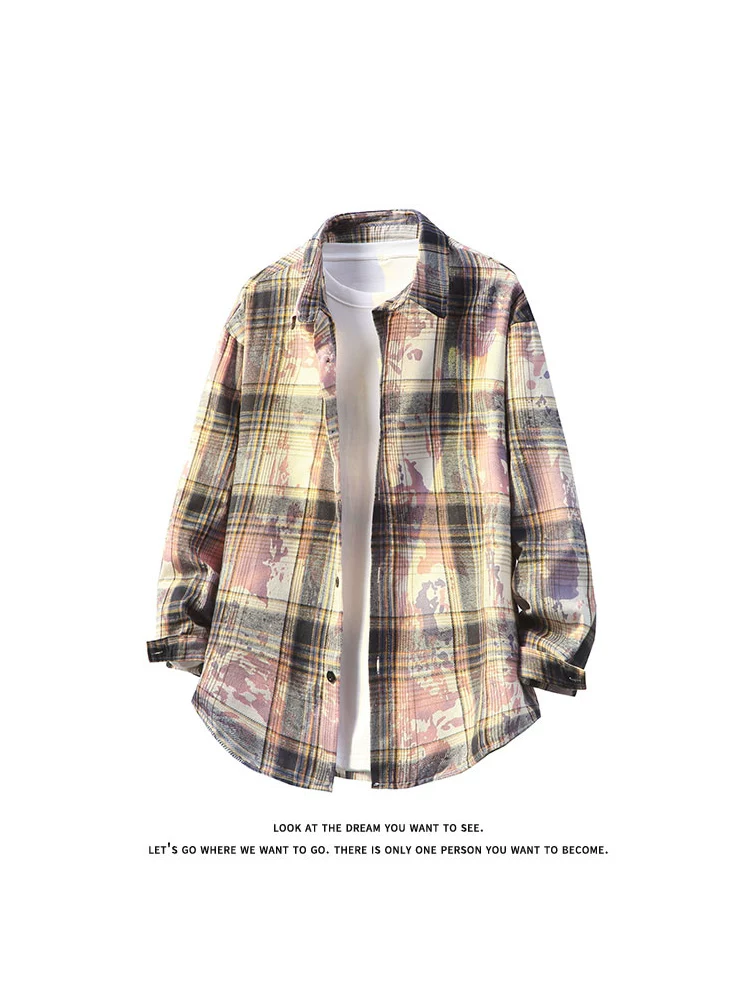 Áo sơ mi nam phong cách retro Mỹ phối màu của Jeanswest, mùa xuân thu, áo khoác dáng rộng thời trang cao cấp, hợp xu hướng.