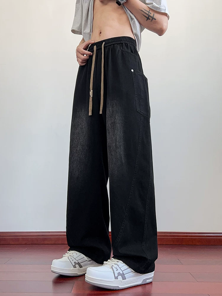 Quần jeans ống cong phong cách Mỹ của Jeanswest dành cho nam, quần ống rộng dáng suông mỏng mùa hè, quần thường ngày.