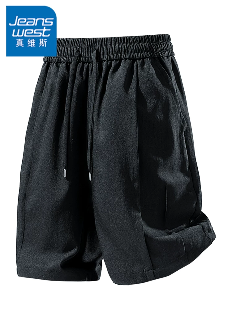 Quần short nam Jeanswest 2026 màu đen mới, kiểu dây rút, phong cách thường ngày, chất liệu cao cấp, dáng rộng, thích hợp cho mùa xuân và mùa hè.
