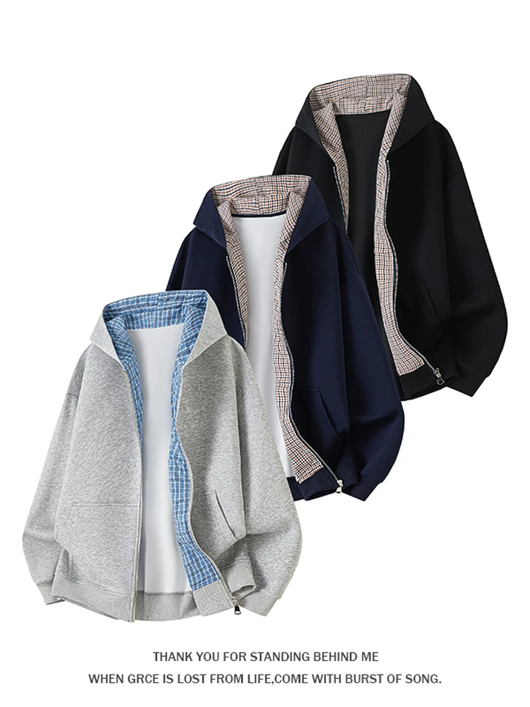 Áo khoác cardigan có mũ trùm đầu kiểu Mỹ của Jeanswest dành cho nam mùa xuân thu mới áo khoác thương hiệu thời trang cao cấp mới