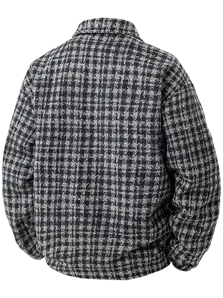 Áo khoác nam kiểu Mỹ có ve áo họa tiết houndstooth của Jeanswest, áo khoác cặp đôi thời trang mùa xuân.