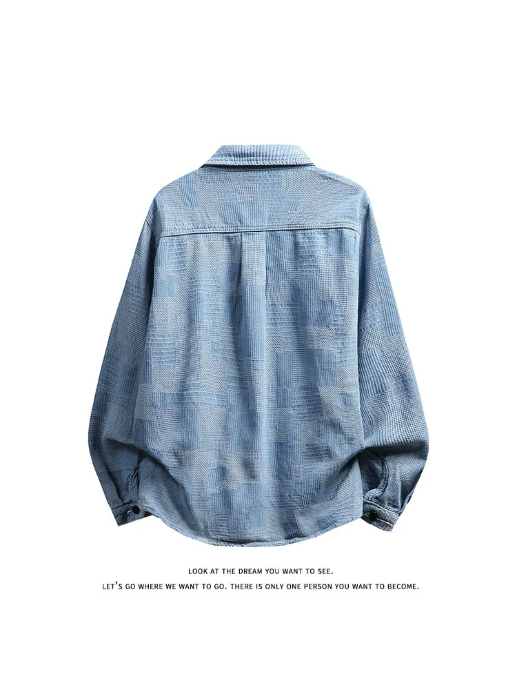 Áo khoác denim cổ đứng in chữ phong cách Mỹ của Jeanswest dành cho nam, áo khoác cao cấp thương hiệu thời trang retro giản dị mùa xuân thu.