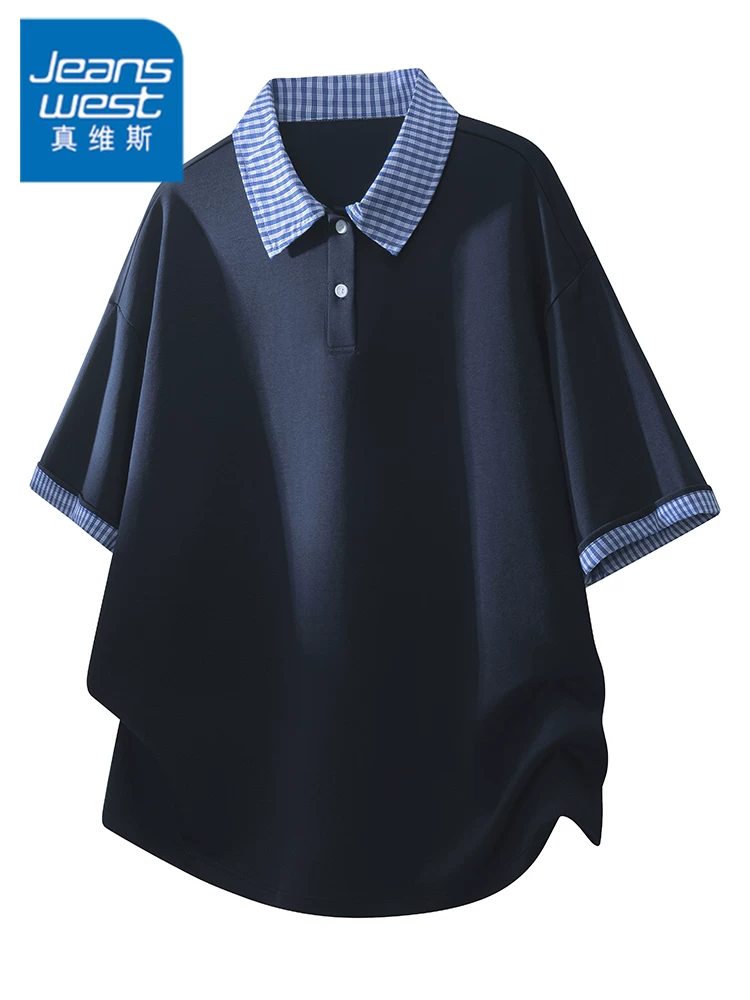 Áo polo giả hai lớp phối màu phong cách Mỹ của Jeanswest dành cho nam, áo POLO thương hiệu thời trang cao cấp, thoáng khí, rộng rãi, hợp thời trang mùa hè.
