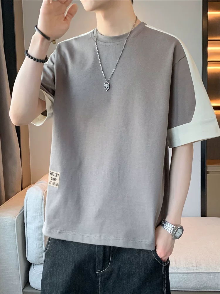 Áo thun cổ tròn phối màu cao cấp của Jeanswest dành cho nam, mùa xuân hè phong cách Mỹ, áo kiểu dáng rộng rãi, hợp thời trang, thương hiệu thời trang.