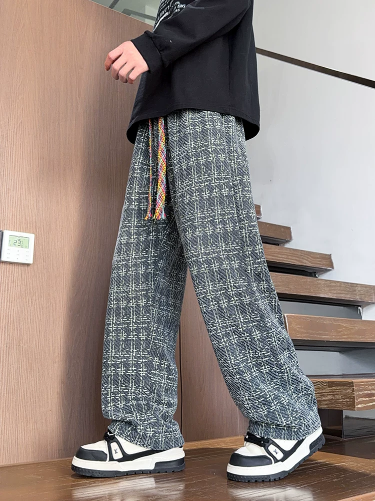 Quần dài ống rộng kiểu Mỹ thời thượng của Jeanswest dành cho nam giới, mùa xuân thu, quần dài ống rộng có dây rút cao cấp.