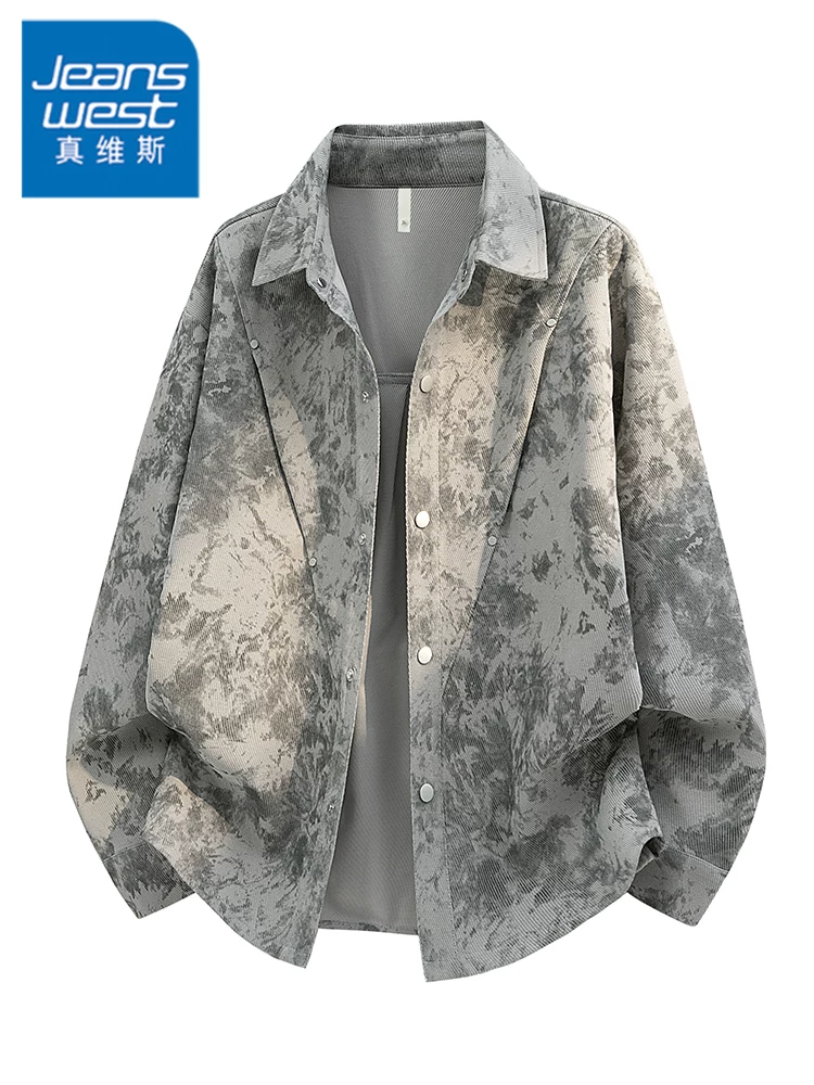 Áo sơ mi tie-dye dáng rộng thoải mái của Jeanswest dành cho nam, kiểu mới xuân thu 2026, áo khoác thời trang cao cấp.