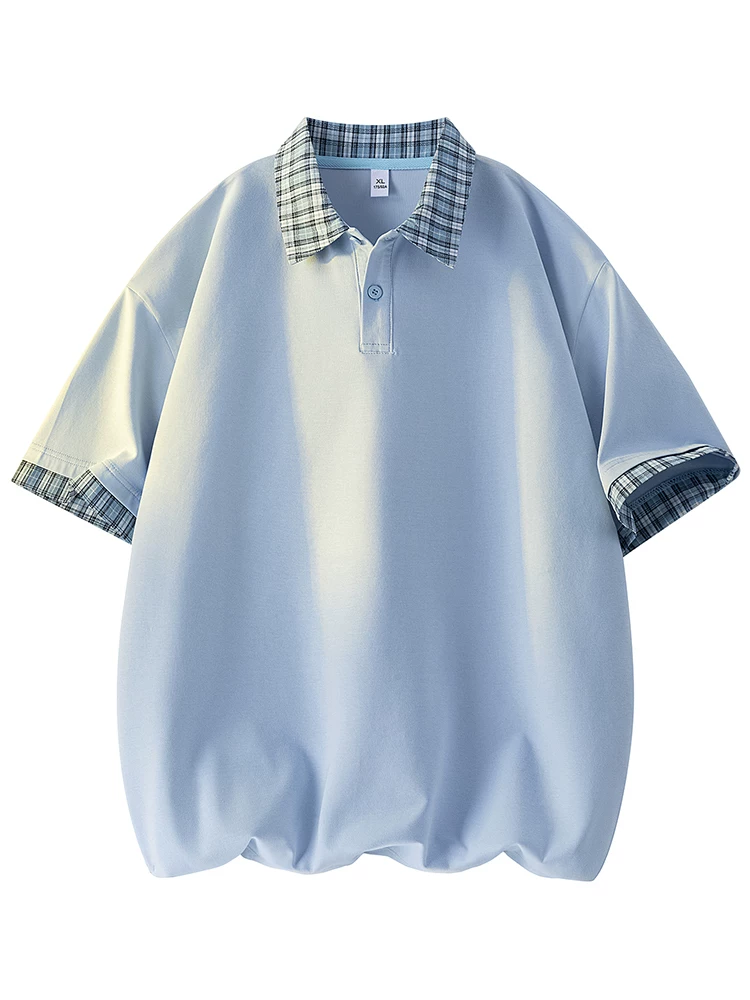 Áo thun nam Jeanswest kiểu Mỹ phối màu, chất liệu lụa băng, cao cấp, dáng rộng, thoáng khí, mỏng, kiểu polo mùa hè.