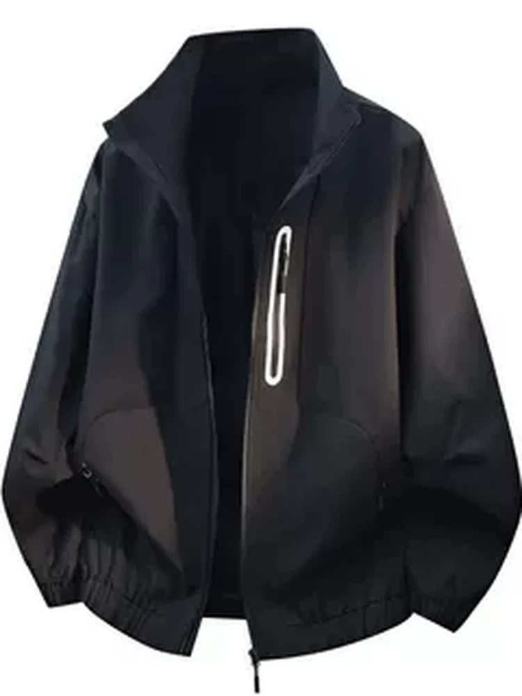 Áo khoác cổ đứng thương hiệu thời trang phong cách Mỹ của Jeanswest dành cho nam, mùa xuân thu, áo khoác màu đen đa năng, rộng rãi, giản dị, cao cấp.