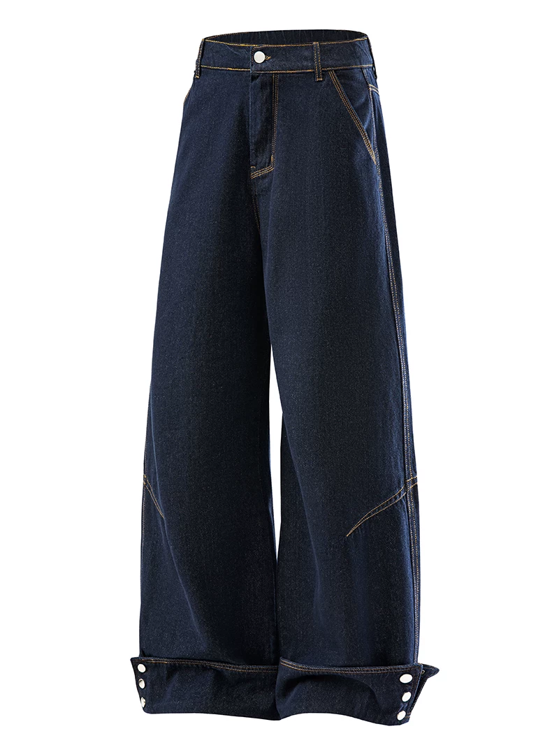 Quần jeans nam Jeanswest phong cách retro Mỹ, thiết kế bo gấu, dành cho mùa xuân thu, kiểu dáng rộng rãi thoải mái, quần dài.