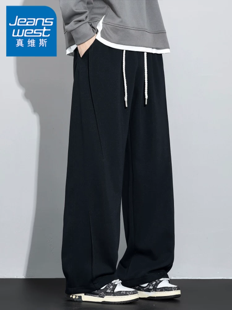 Quần dài ống suông kiểu Mỹ của Jeanswest dành cho nam, mùa xuân và mùa thu, dáng rộng, thoáng khí, quần dài thể thao cỡ lớn thoáng khí.