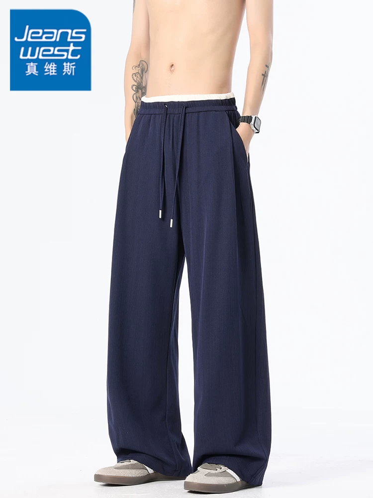 Quần dài nam Jeanswest cao cấp, chất liệu mỏng, mềm mại, phong cách thường ngày, hợp thời trang mùa hè, dáng rộng, thân thiện với làn da, thoáng khí.