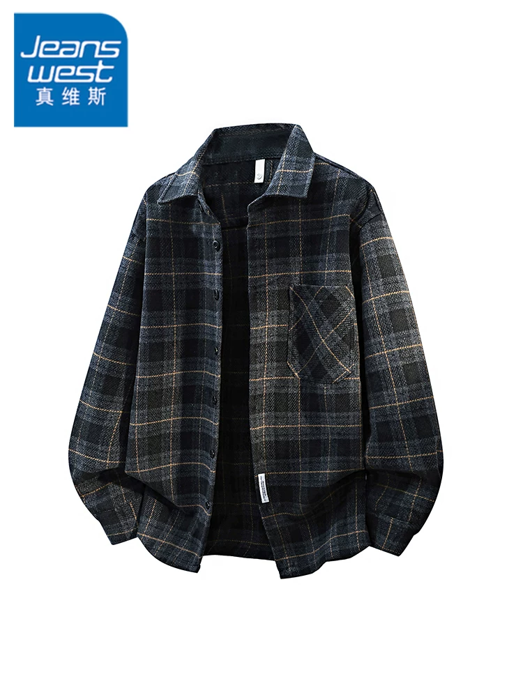 Áo khoác kẻ sọc cổ điển kiểu Mỹ của Jeanswest dành cho nam, mùa xuân và mùa thu, áo khoác dáng rộng cao cấp.