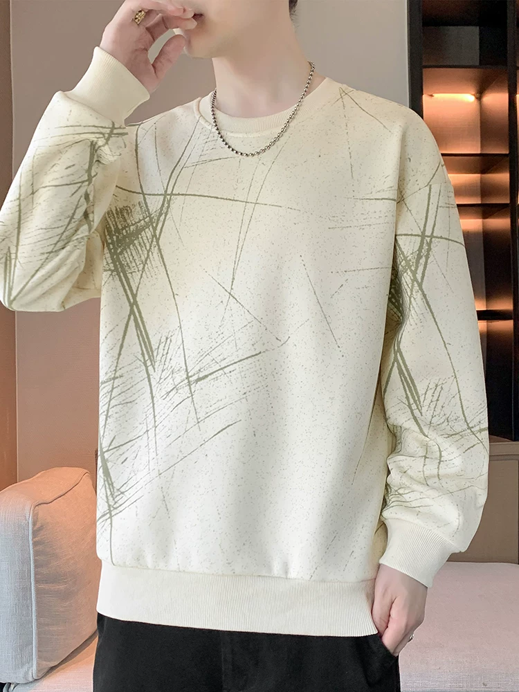 Áo nỉ cổ tròn dày dặn kiểu Mỹ của Jeanswest dành cho nam, áo thun cơ bản đa năng phong cách thường ngày mùa xuân, áo thun dài tay sành điệu dành cho thanh thiếu niên.