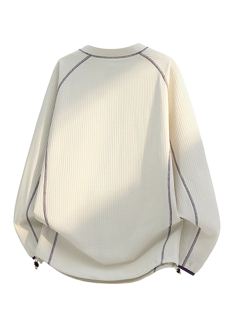 Áo nỉ cổ tròn phối màu thời trang kiểu Mỹ của Jeanswest dành cho nam, áo dài tay dáng rộng đa năng mới cho mùa xuân/thu.
