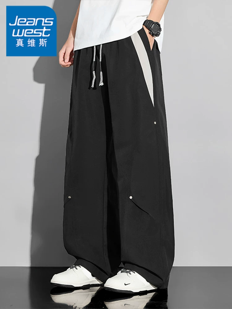 Quần Jeanswest Ice Silk Thin Straight-Leg Casual dành cho nam, Thương hiệu thời trang cao cấp mùa hè, Quần dài thoáng khí thân thiện với da.
