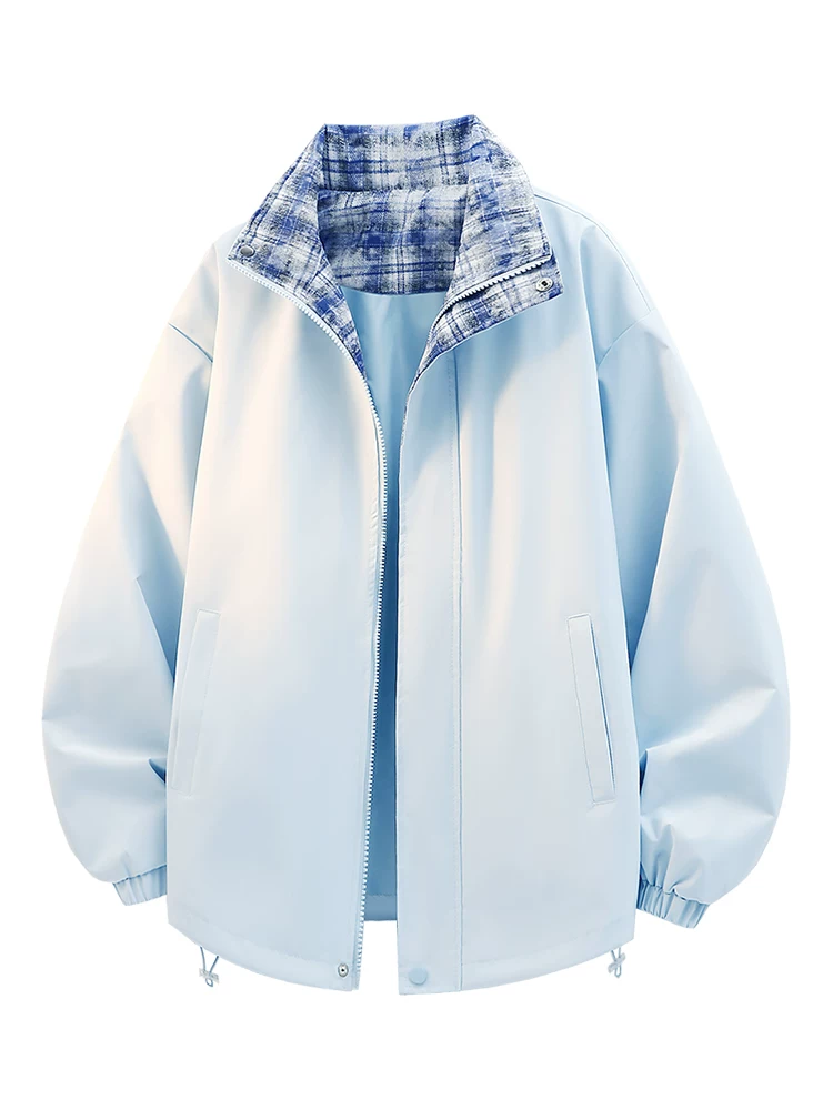 Áo khoác kẻ sọc cổ đứng kiểu Mỹ của Jeanswest dành cho nam, mùa xuân thu, thương hiệu thời trang cao cấp, áo khoác ngoài dáng rộng thoải mái.