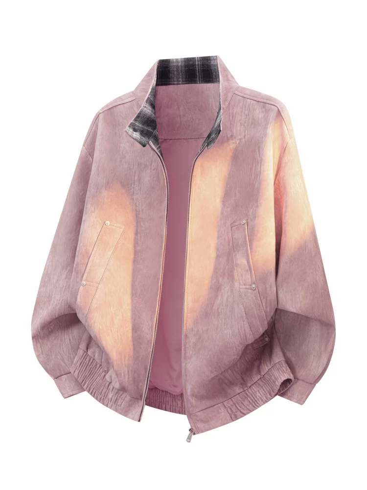 Áo khoác da PU cổ đứng phối màu phong cách Mỹ của Jeanswest dành cho nam, mùa xuân thu, thương hiệu thời thượng cao cấp, áo khoác ngoài dáng rộng thoải mái và sành điệu.