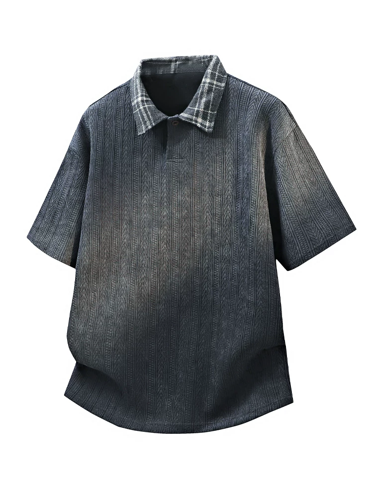 Áo thun nam Jeanswest kiểu Mỹ, chất liệu jacquard phối màu, cảm giác cao cấp mùa hè, dáng rộng, thoáng khí, thân thiện với làn da, tay ngắn, thương hiệu thời thượng.