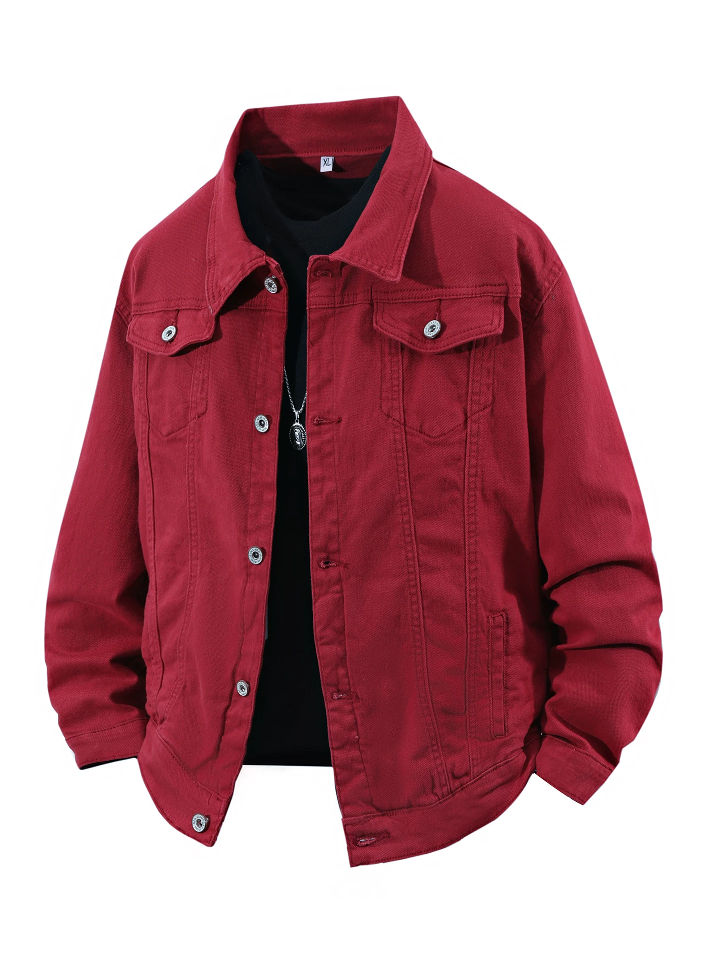 Áo khoác denim đen kiểu Mỹ của Jeanswest dành cho nam, mẫu mới 2026, cổ áo lật, áo khoác công sở đa năng, áo khoác thường ngày.