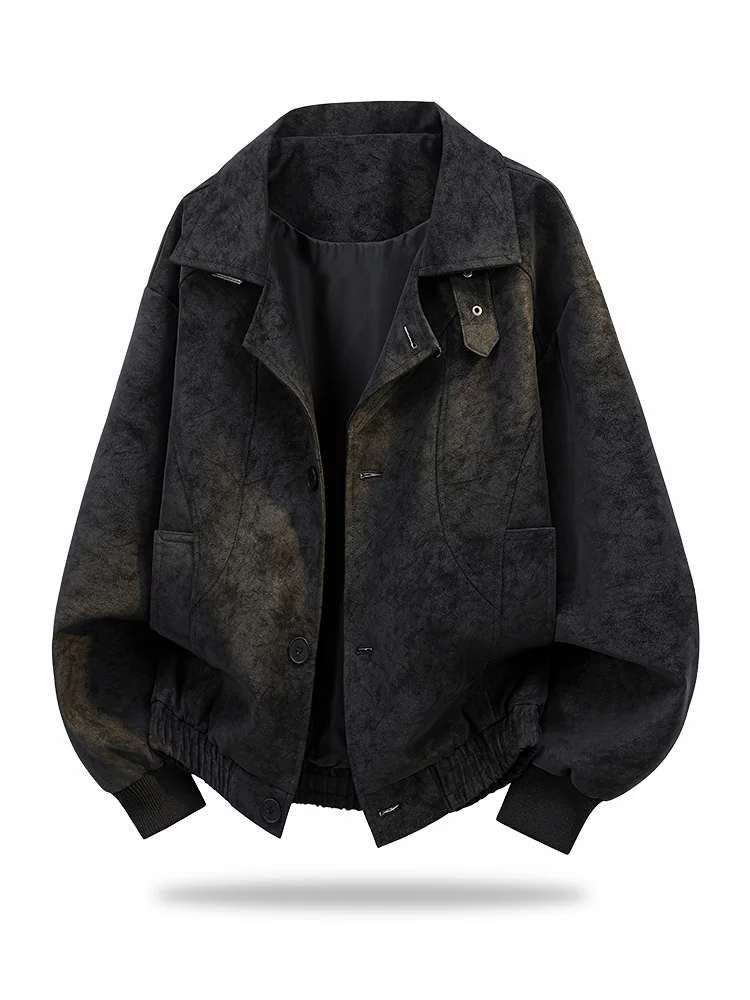 Áo khoác da phong cách retro Mỹ của Jeanswest dành cho nam, mùa xuân thu, áo khoác ngoài cao cấp, rộng rãi, thoải mái, cá tính.