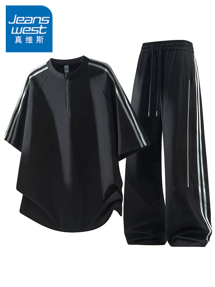 Áo thun nam tay lửng kiểu Mỹ Jeanswest, chất liệu thoáng khí, kiểu dáng rộng rãi, thời trang, phong cách thể thao, thích hợp cho mùa xuân hè.