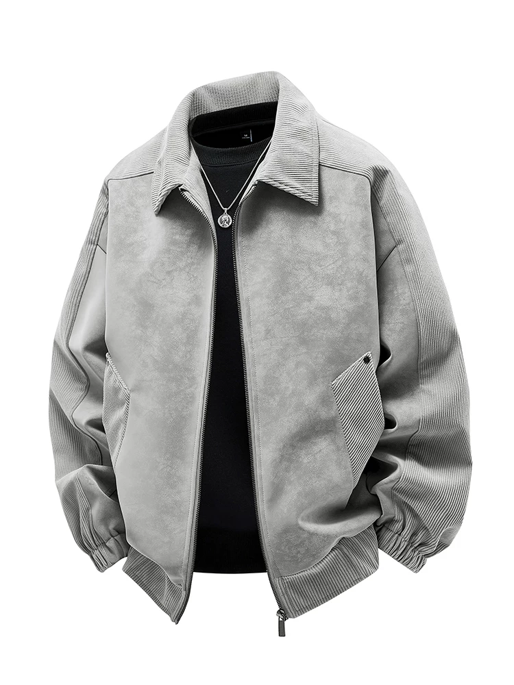 Áo khoác da phối vải nhung Jeanswest dành cho nam, Xuân Thu 2026, kiểu dáng thời thượng mới, phong cách cao cấp, thương hiệu nổi tiếng.