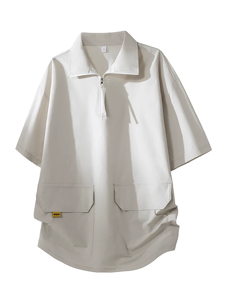 Áo thun nam có cổ tay dài năm phần tư cao cấp của Jeanswest mùa xuân hè dáng rộng thoáng khí thường ngày màu đen