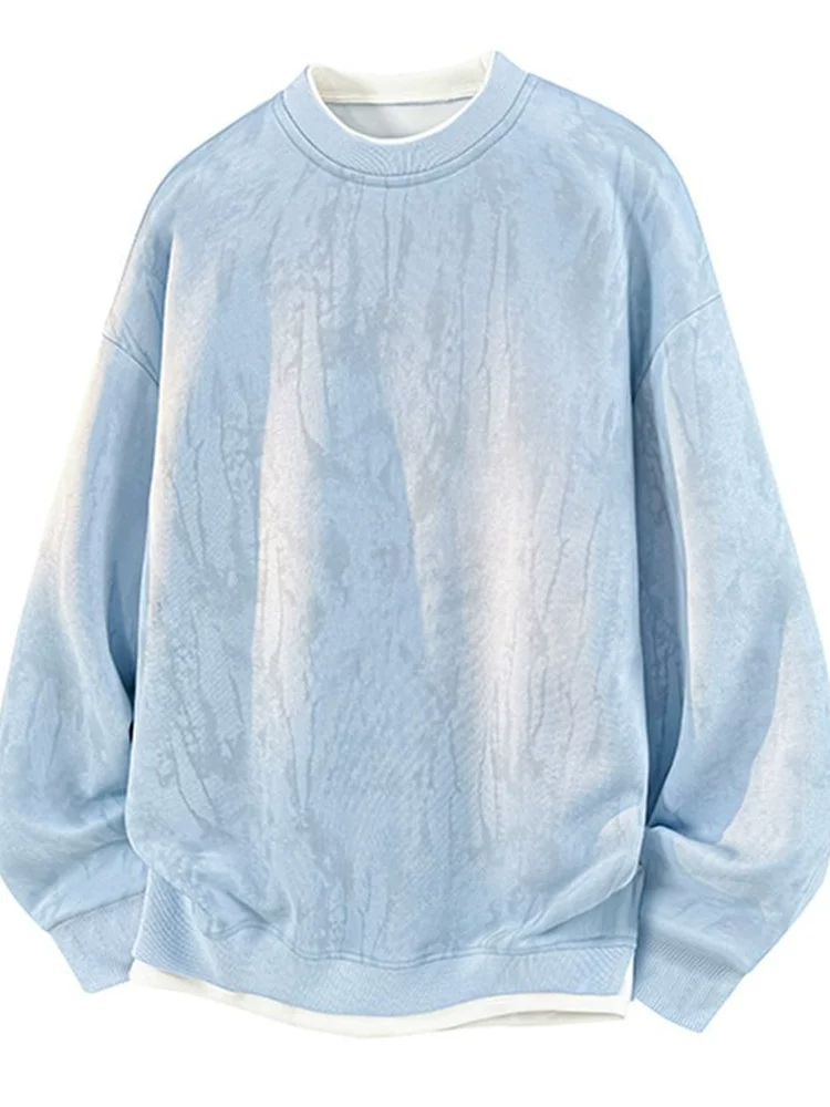 Áo nỉ cổ tròn giả hai mảnh của Jeanswest dành cho nam, lót lông cừu mùa thu đông, dày dặn, ấm áp.